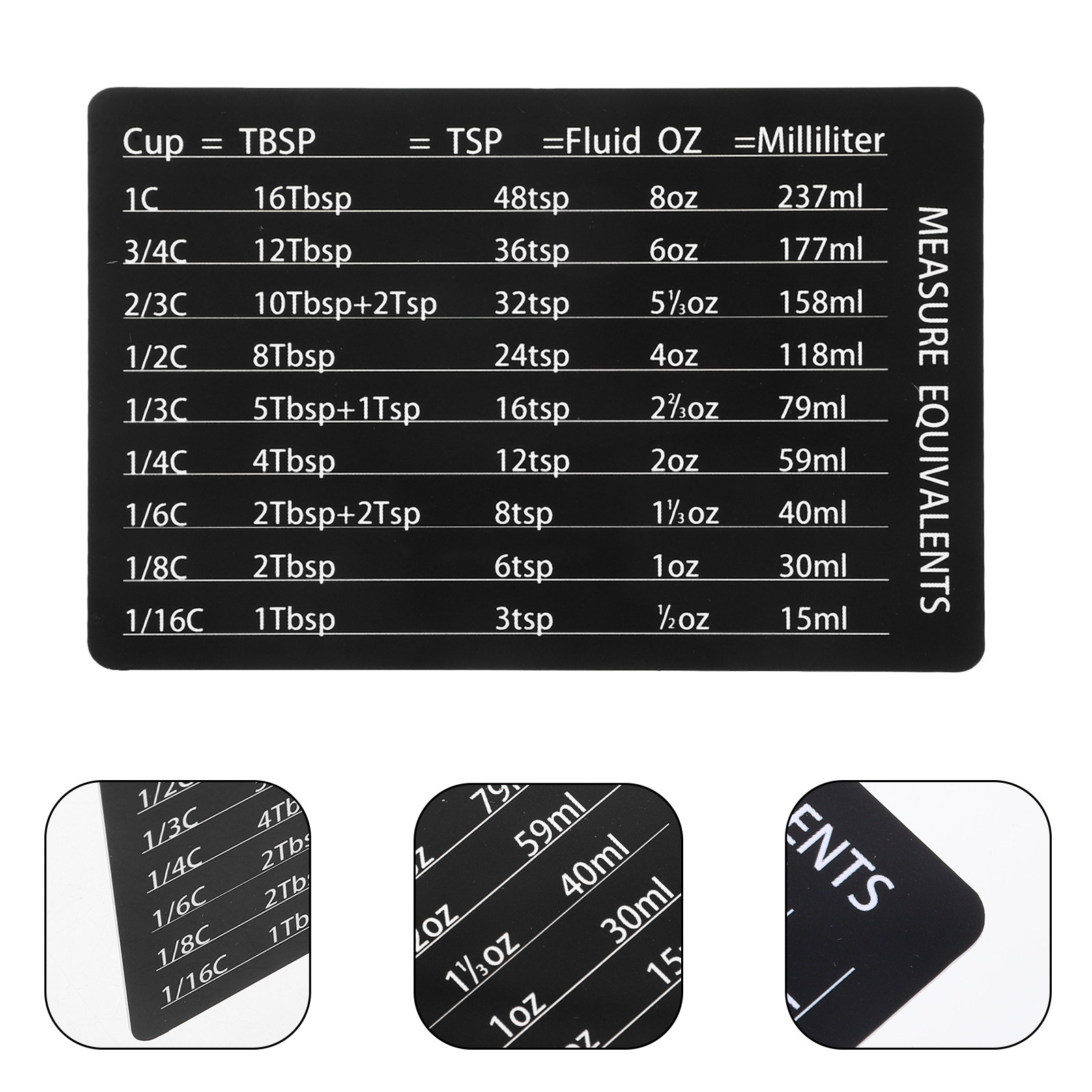 Kitchen Baking Conversion Chart - Compact Magnetic Measurement Conversion Chart for