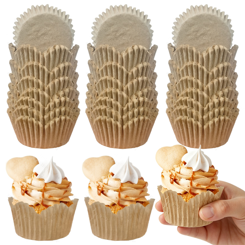 Kitchen Baking Pan - 150Pcs Natural Color Flower-Shaped Cups, Oil-Resistant
