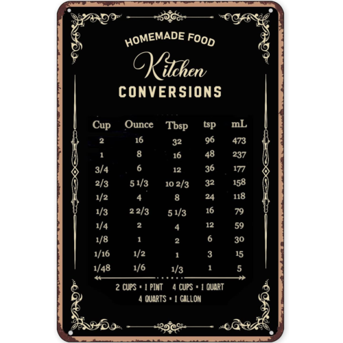 Rustic Tin Sign Decor Baking S - đánh giá và giá Kitchen Baking Conversion Chart