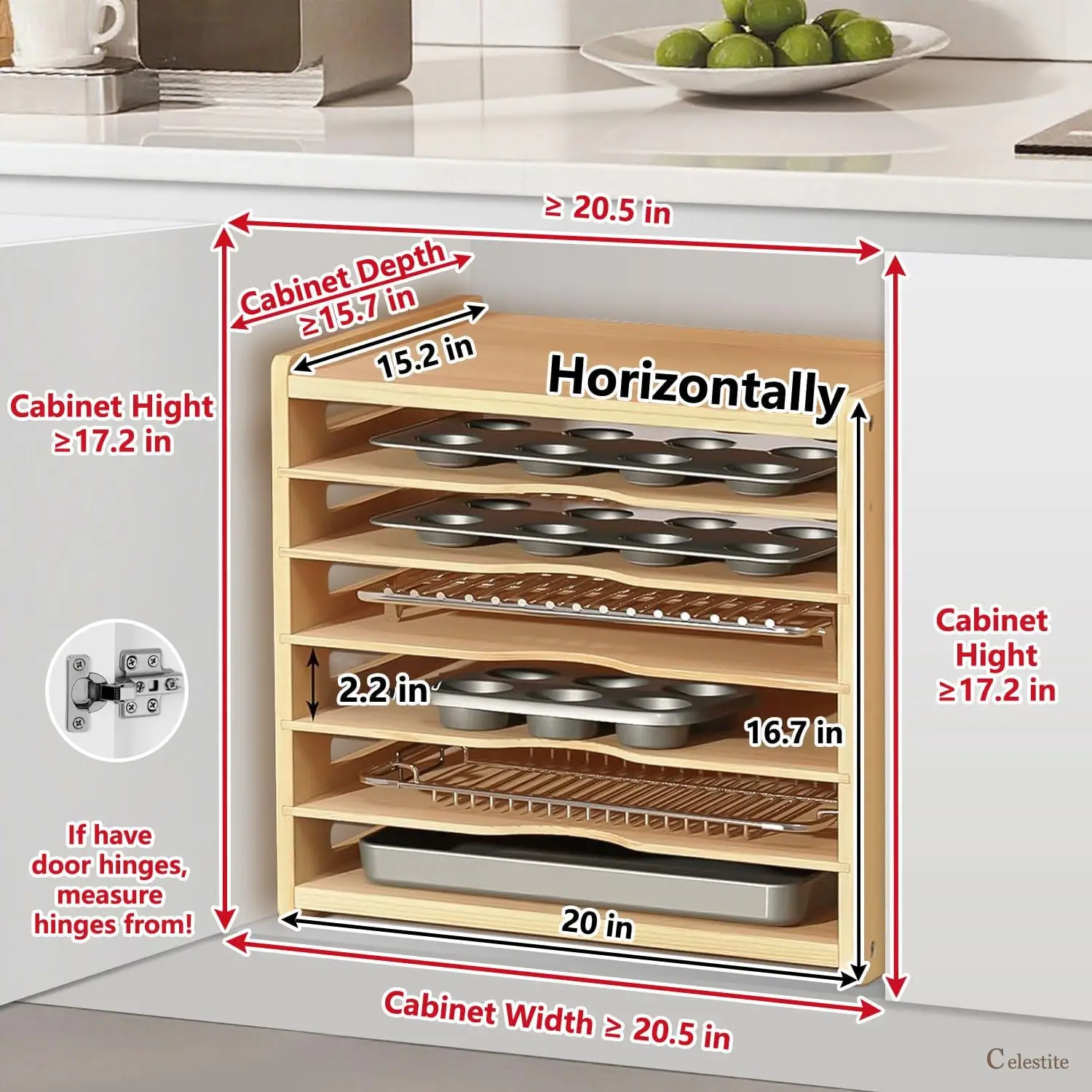 Wooden Tray Dividers for Cabin - đánh giá và giá Kitchen Cabinet Baking Sheet Organizer