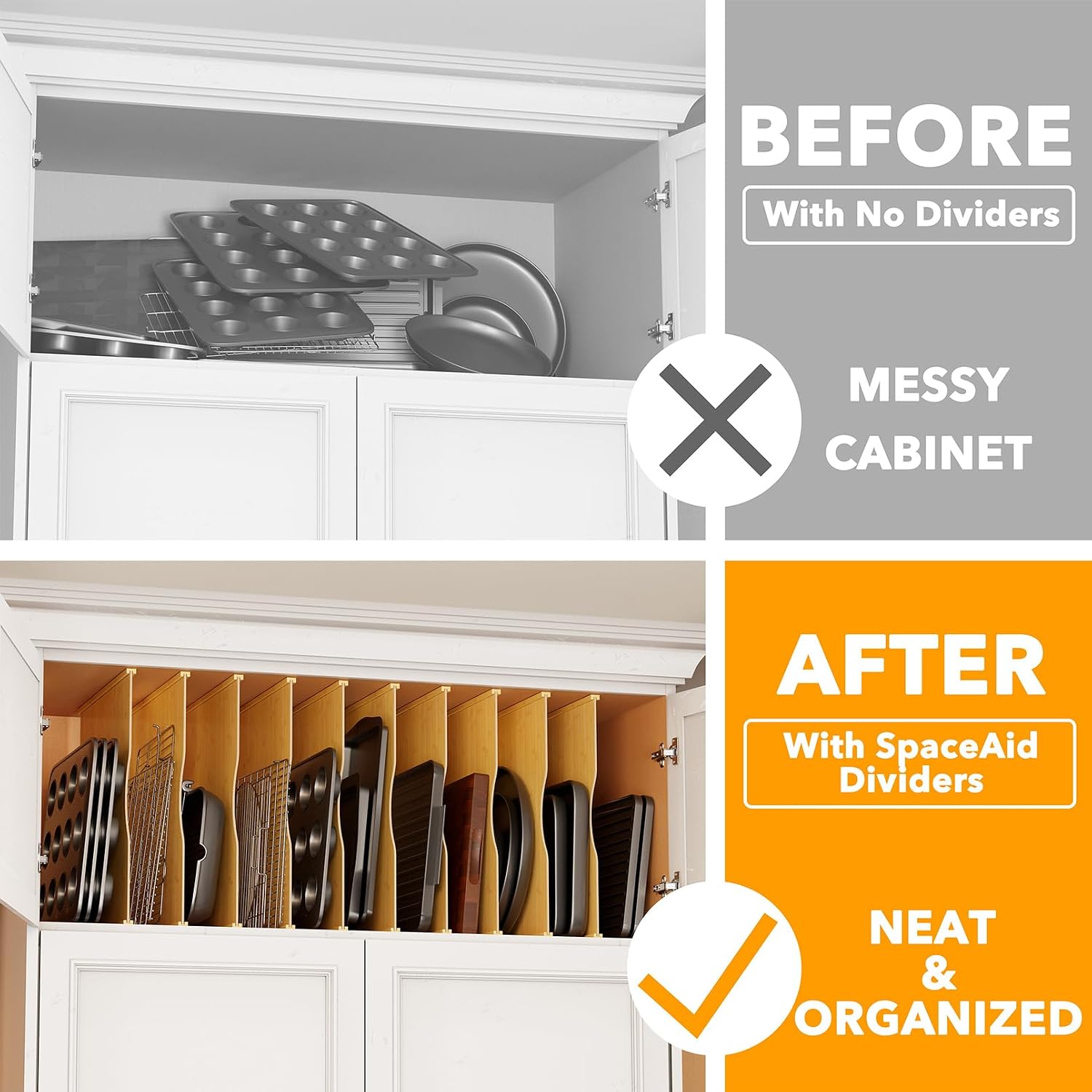 10 Pack Bamboo Tray Dividers f - đánh giá và giá Kitchen Cabinet Baking Sheet Organizer