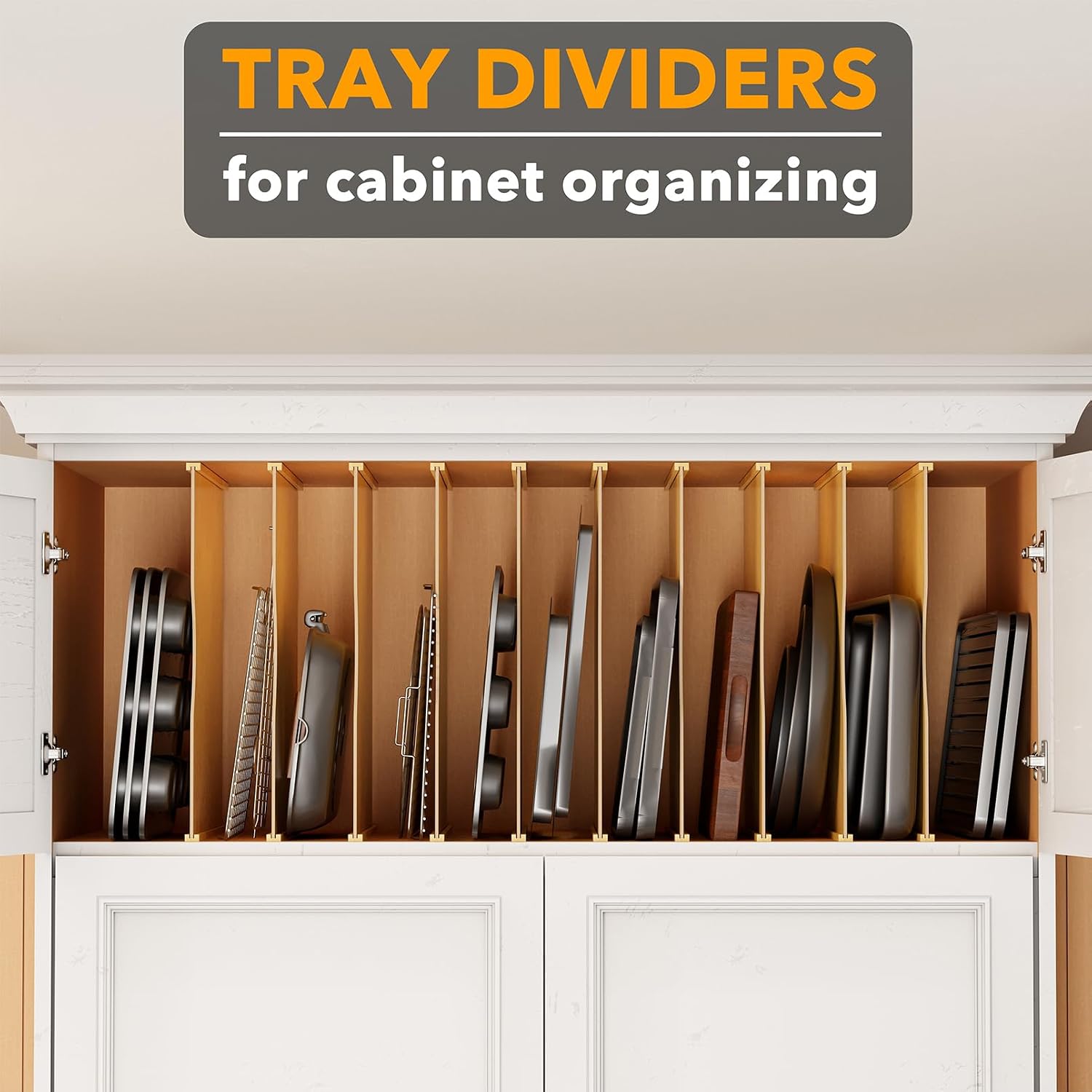 10 Pack Bamboo Tray Dividers f - đánh giá và giá Kitchen Cabinet Baking Sheet Organizer